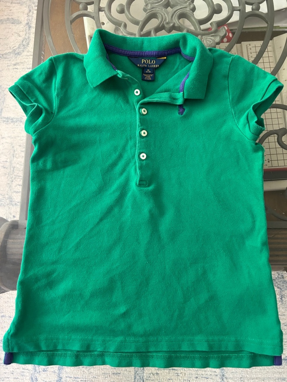 Polo by Ralph Lauren Girls Emerald Green Polo Shirt with Contrast Trim